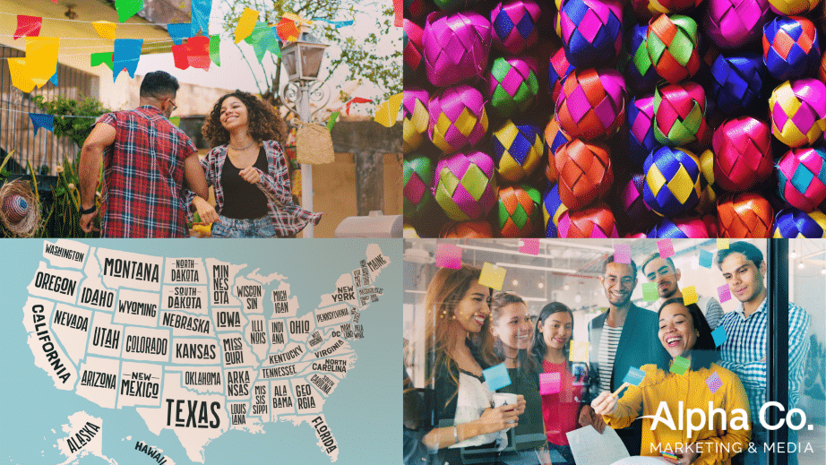 Profit in the Hispanic Market: A collage of Hispanic people and a map of the United States