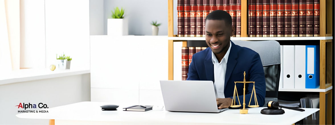 Digital Marketing agency for law firms - a lawyer sits at his desk and is contacting a digital marketing agency for law firms